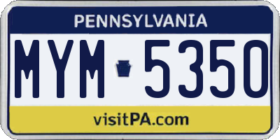 PA license plate MYM5350