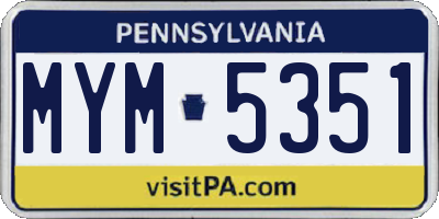 PA license plate MYM5351