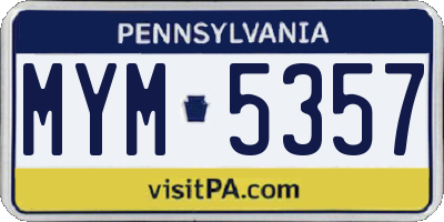 PA license plate MYM5357