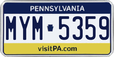 PA license plate MYM5359