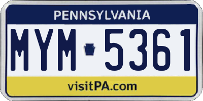 PA license plate MYM5361