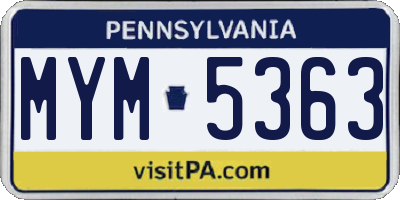 PA license plate MYM5363