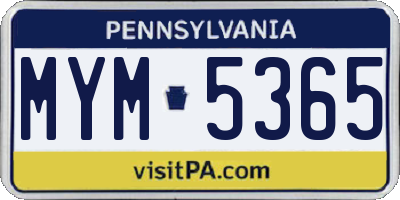 PA license plate MYM5365