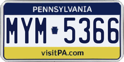 PA license plate MYM5366