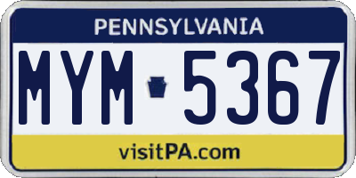 PA license plate MYM5367
