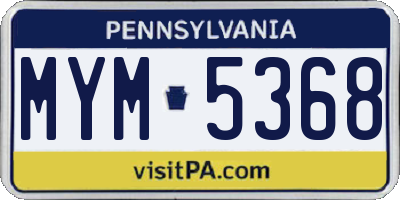 PA license plate MYM5368