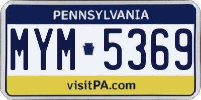 PA license plate MYM5369