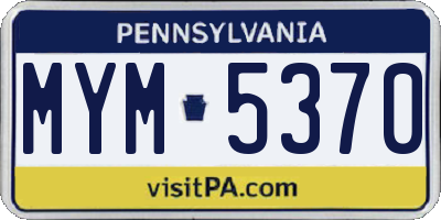 PA license plate MYM5370