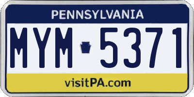 PA license plate MYM5371