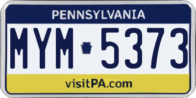 PA license plate MYM5373
