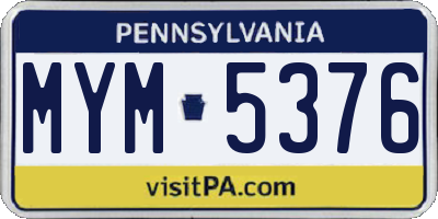 PA license plate MYM5376