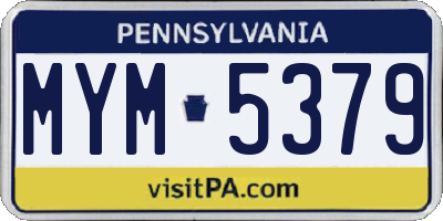 PA license plate MYM5379