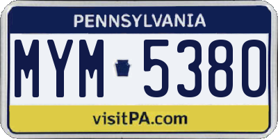 PA license plate MYM5380