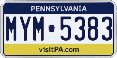 PA license plate MYM5383