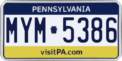 PA license plate MYM5386