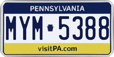 PA license plate MYM5388