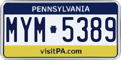 PA license plate MYM5389