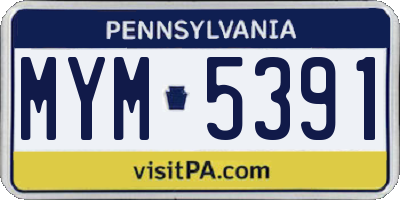PA license plate MYM5391