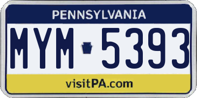 PA license plate MYM5393