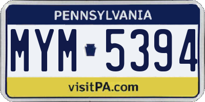 PA license plate MYM5394