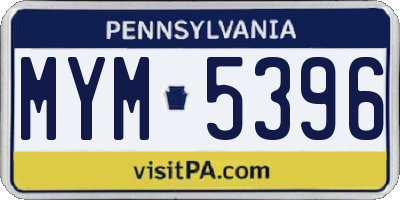 PA license plate MYM5396