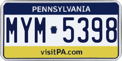 PA license plate MYM5398