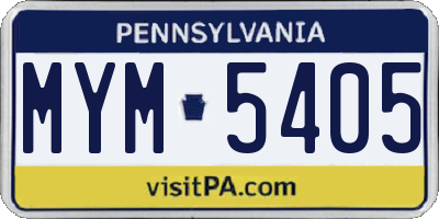 PA license plate MYM5405