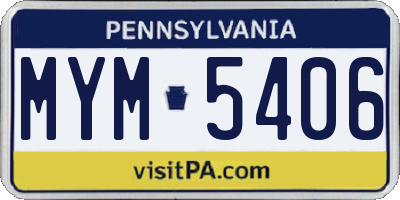 PA license plate MYM5406
