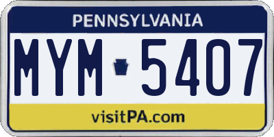 PA license plate MYM5407