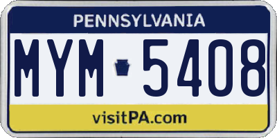 PA license plate MYM5408