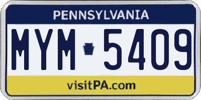 PA license plate MYM5409