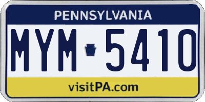 PA license plate MYM5410