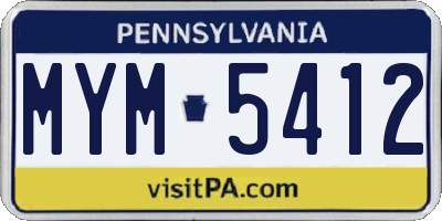 PA license plate MYM5412