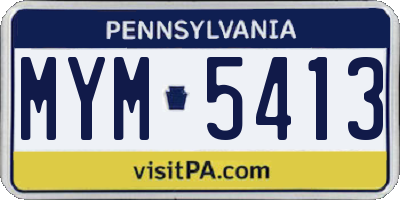 PA license plate MYM5413