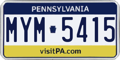 PA license plate MYM5415