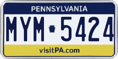 PA license plate MYM5424