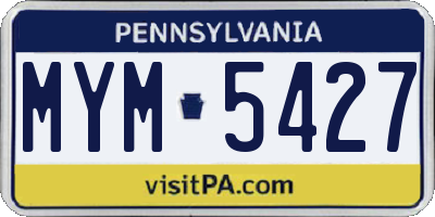 PA license plate MYM5427