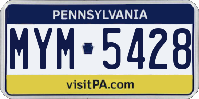 PA license plate MYM5428