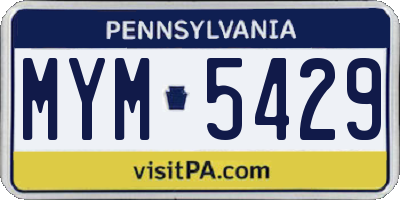 PA license plate MYM5429