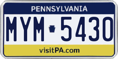 PA license plate MYM5430