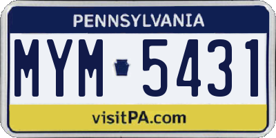 PA license plate MYM5431