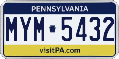 PA license plate MYM5432