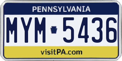 PA license plate MYM5436