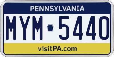 PA license plate MYM5440