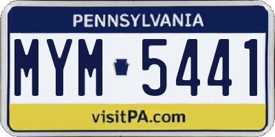 PA license plate MYM5441