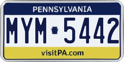 PA license plate MYM5442