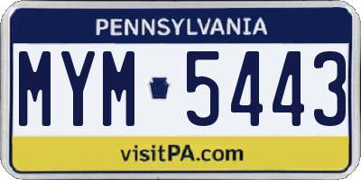 PA license plate MYM5443