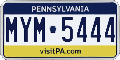 PA license plate MYM5444