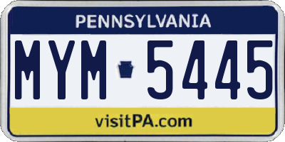 PA license plate MYM5445