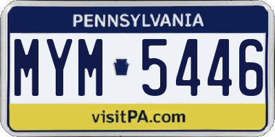 PA license plate MYM5446